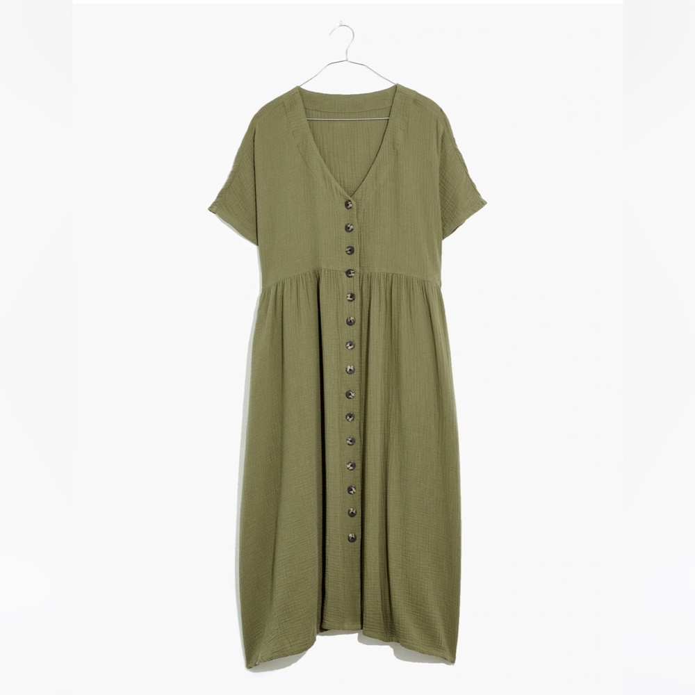 Sage green Madewell gauze midi dress